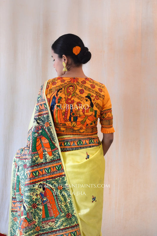 'SHAADI VIDDHI' Handpainted Madhubani Tussar Silk Blouse