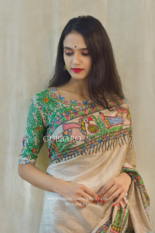 'MANORATH' Handpainted Madhubani Tussar Silk Blouse