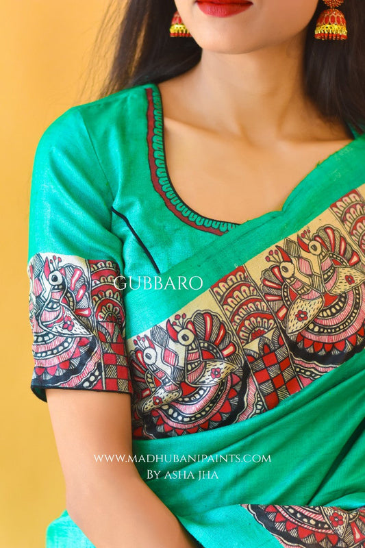 'SHYAMA' Handpainted Madhubani Tussar Silk Blouse