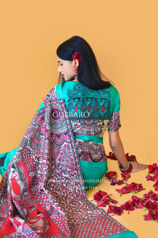 'SHYAMA' Handpainted Madhubani Tussar Silk Blouse