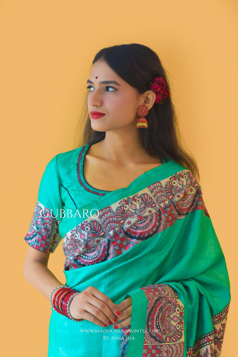 'SHYAMA' Handpainted Madhubani Tussar Silk Blouse