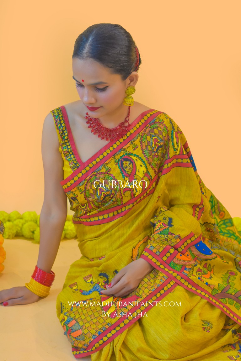 'GAURI' Handpainted Madhubani Chanderi Silk Saree