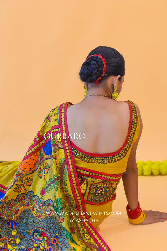 'GAURI' Handpainted Madhubani Chanderi Silk Blouse