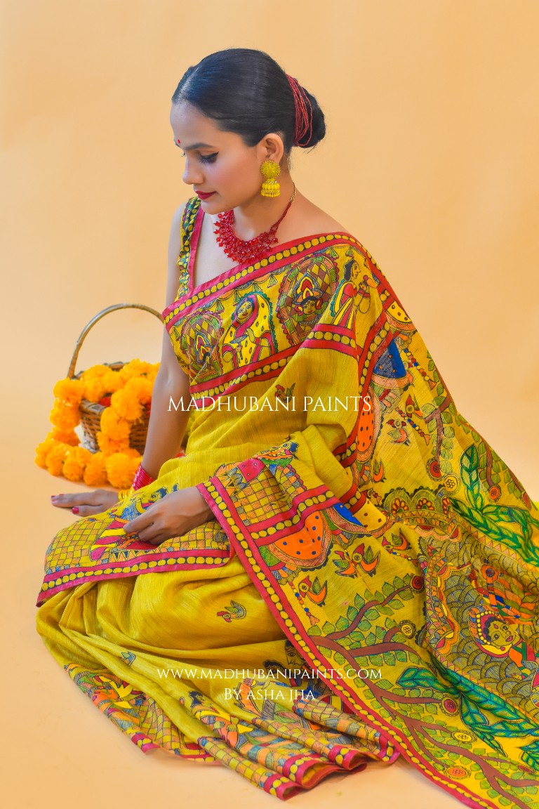 'GAURI' Handpainted Madhubani Chanderi Silk Blouse