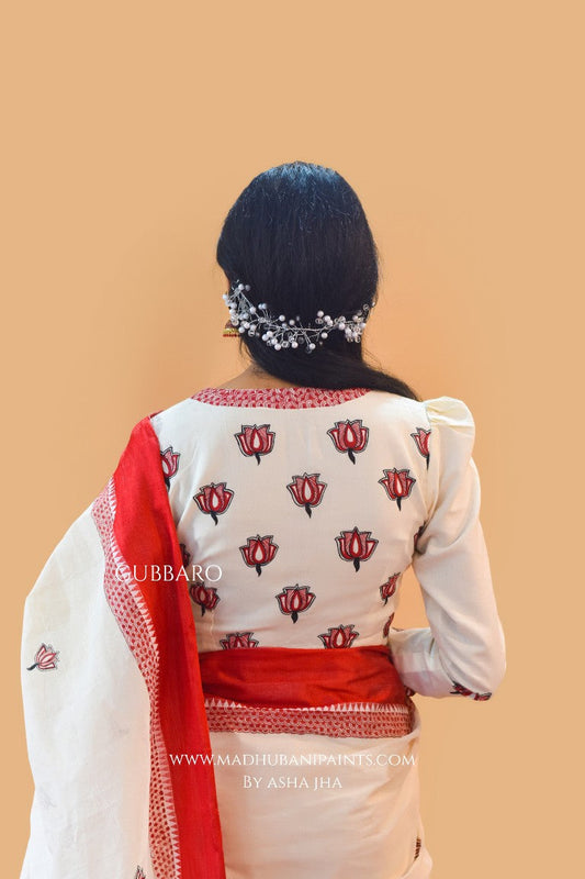 'SINDOORI'  Handpainted Madhubani Cotton Blouse
