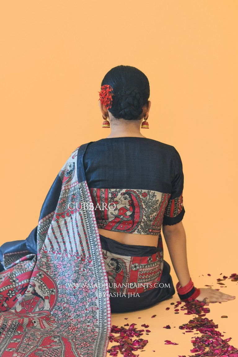 'NARAYANI' Handpainted Madhubani Tussar Silk Blouse