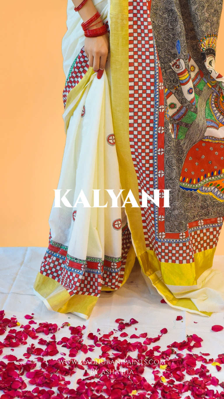 'KALYANI' Handpainted Cotton Saree