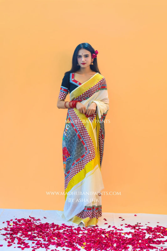 'KALYANI' Handpainted Cotton Saree