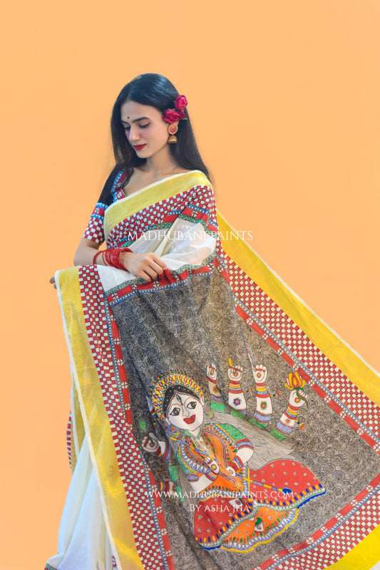 'KALYANI' Handpainted Cotton Saree