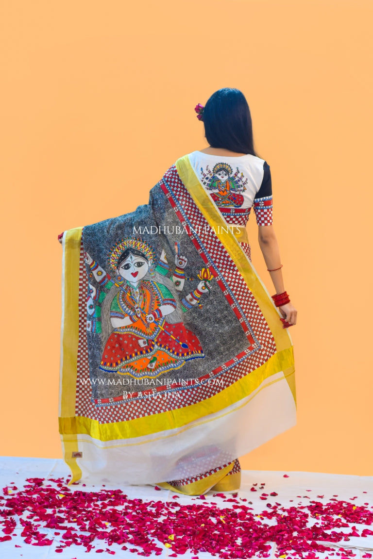 'KALYANI' Handpainted Cotton Saree