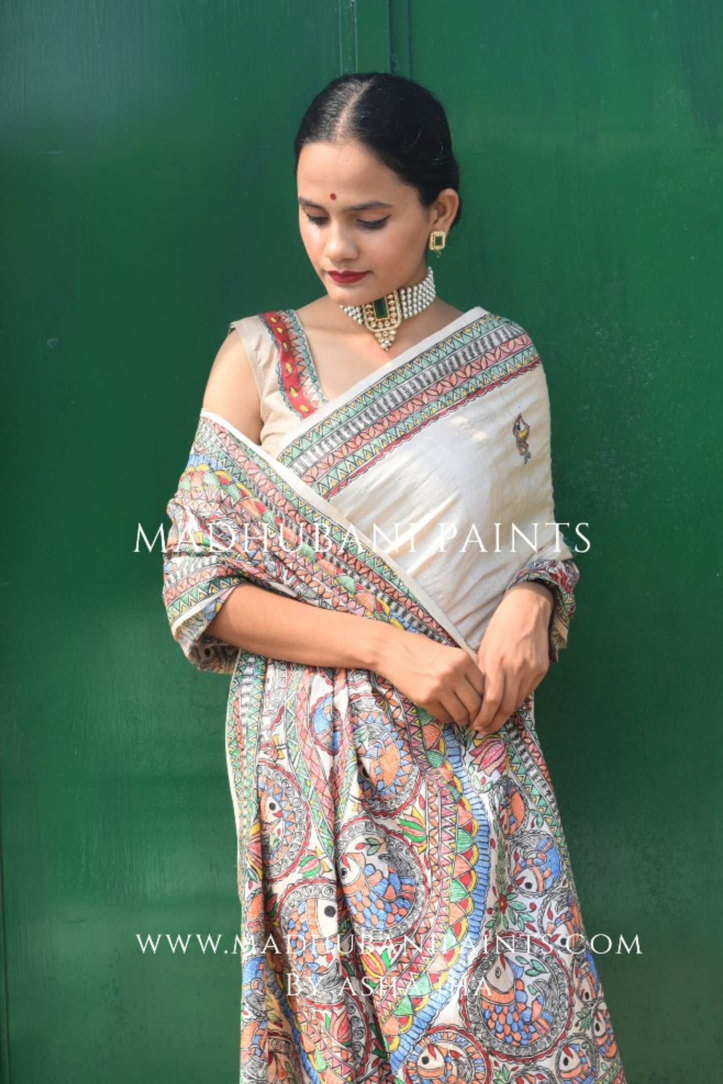 'MATSYA KACHNI' Handpainted Madhubani Tussar Silk Saree