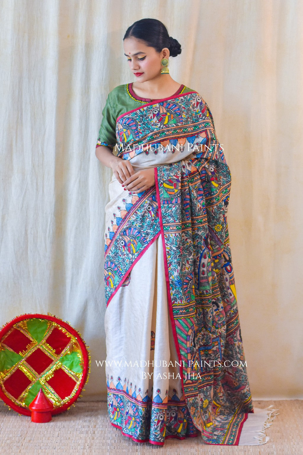 RAMAYANAM Handpainted Tussar Silk Saree