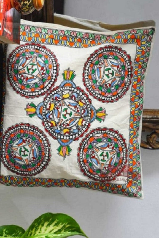 Madhubani Painting Prakriti Design Cushion