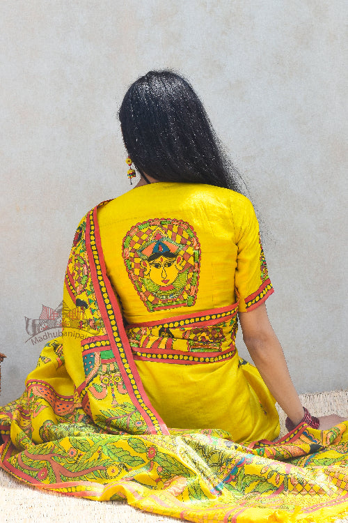 'DIVYANI' Handpainted Madhubani  Tussar Silk Blouse