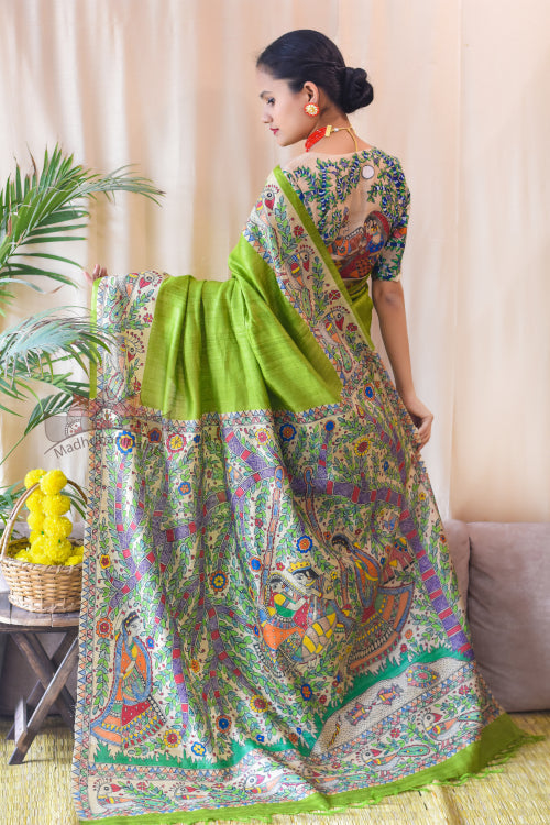 'MANMOHANA RADHA KRISHNA' Tussar Silk Saree