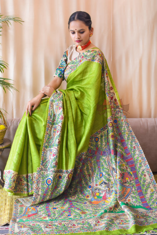 'MANMOHANA RADHA KRISHNA' Tussar Silk Saree