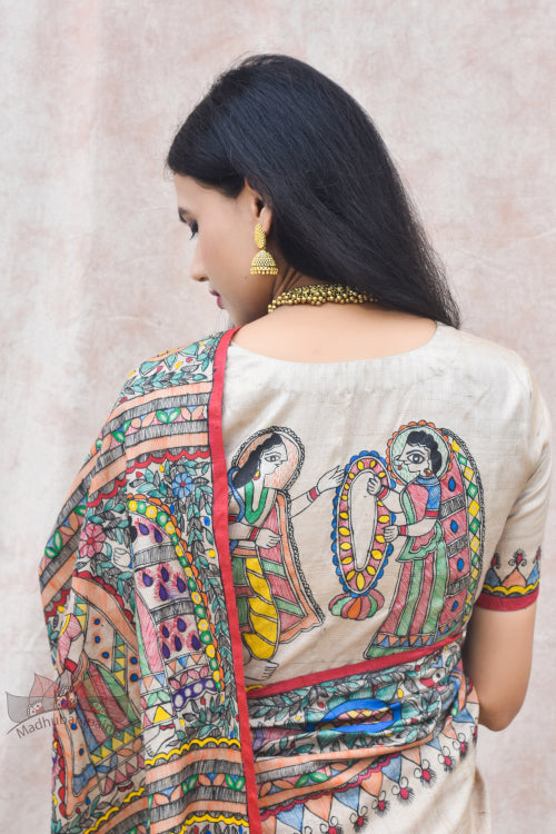 'RAMAYANA' Handpainted Madhubani Tussar Silk Blouse