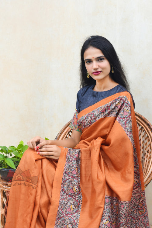 'DOLI KA HAAR' Handpainted Madhubani Tussar Silk Blouse