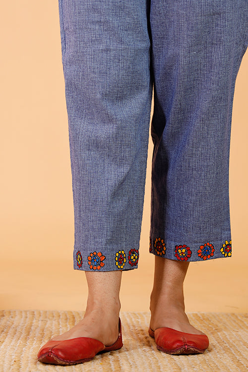 Handpainted Madhubani 'Girls of Mithila Garden' Pant