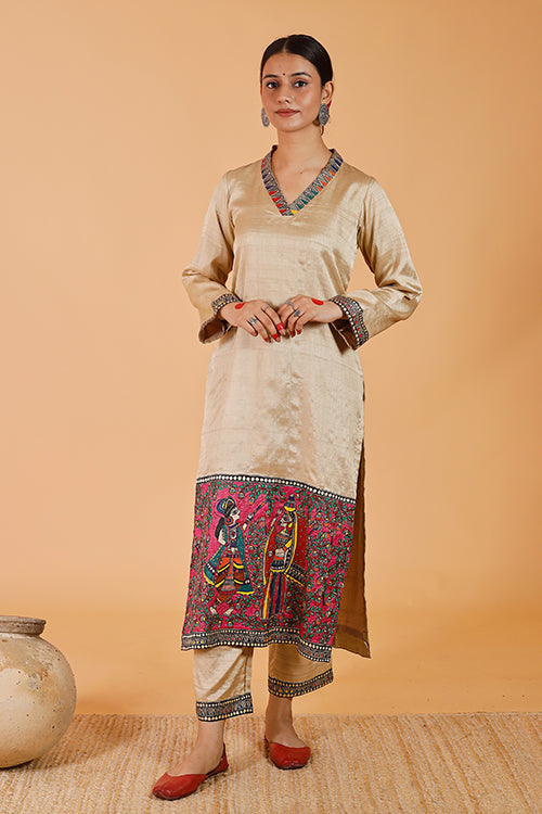 'Radha-Krishna' Handpainted Madhubani Kurta
