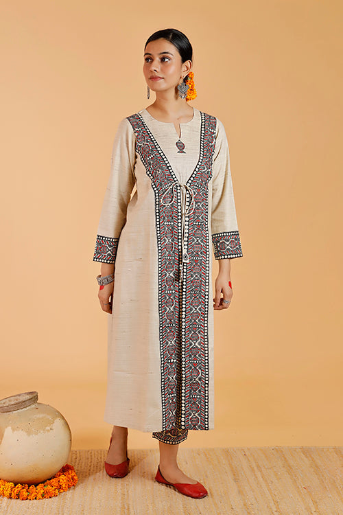 'Laal Surmai' Handpainted Madhubani Handloom Cotton Kurta