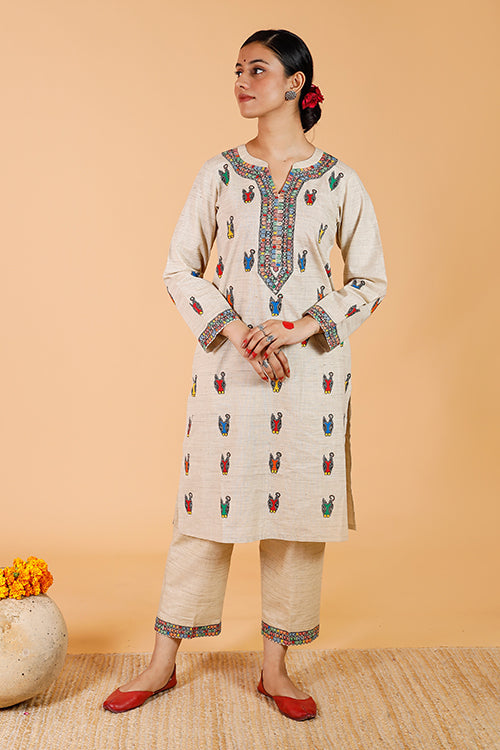 'Nandi' Handpainted Madhubani Cotton Kurta