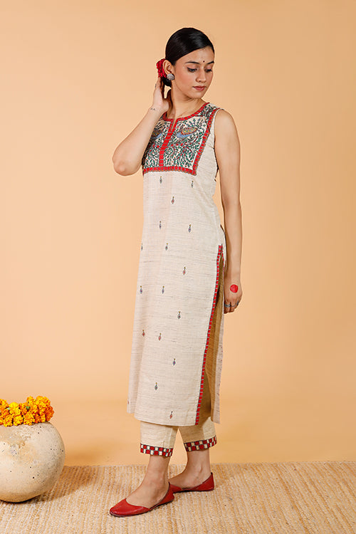'Mithila Mayur' Handpainted Madhubani Cotton Pant