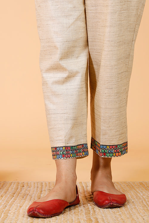 'Mithila Baag' Handpainted Madhubani Pant