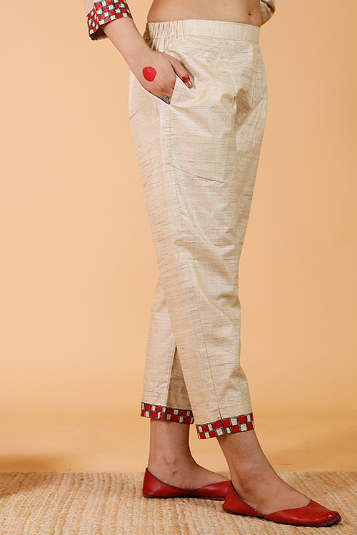 'Mithila Mayur' Handpainted Madhubani Cotton Pant