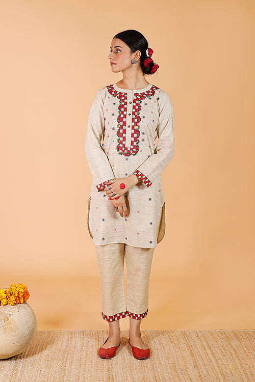 Handpainted Madhubani 'Suryakamal' Cotton Kurta