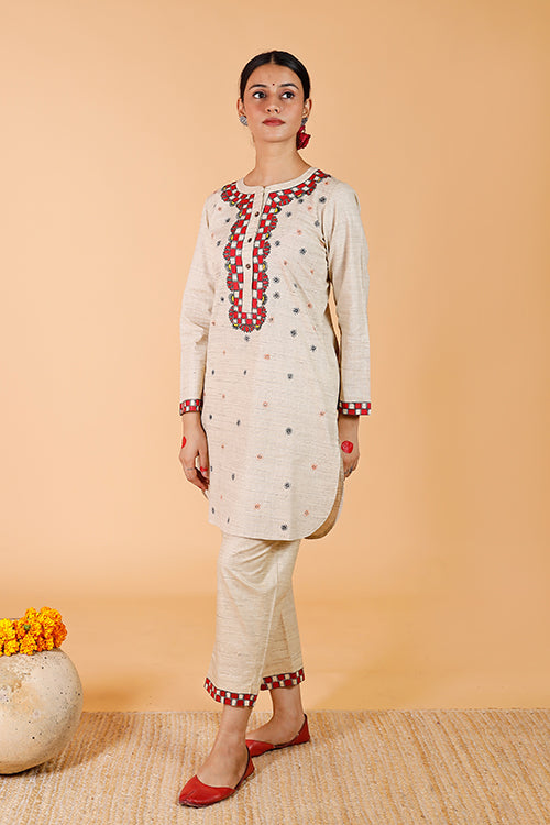 Handpainted Madhubani 'Suryakamal' Cotton Kurta