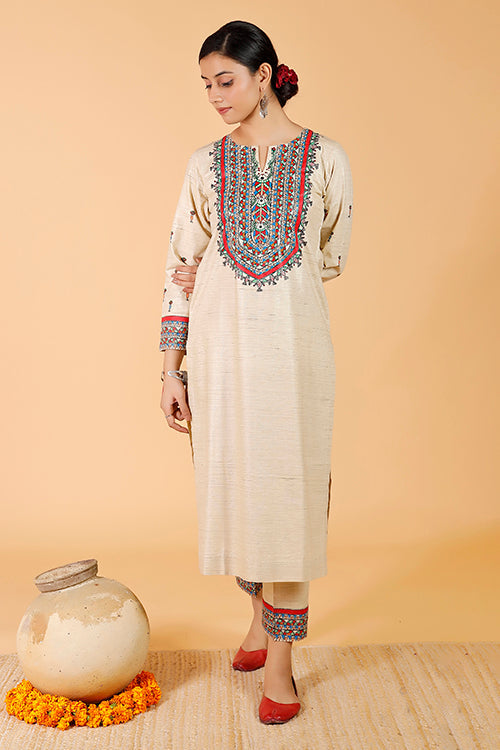 'Tilkor Kamal' Handpainted Madhubani Cotton Kurta