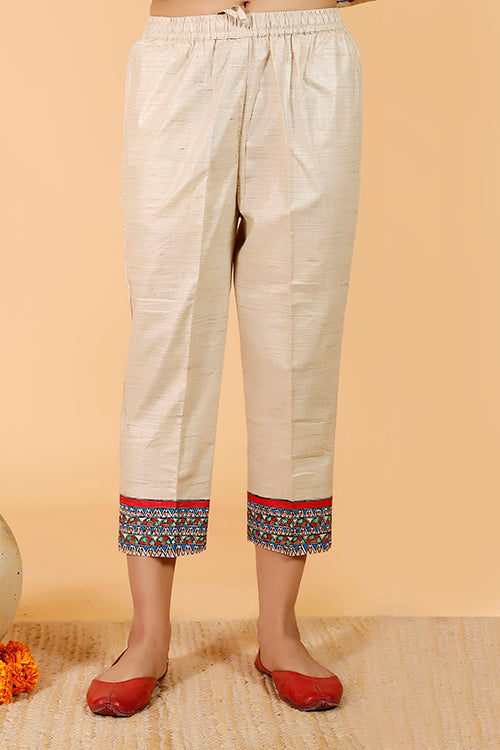 'Tilkor Kamal' Handpainted Madhubani Cotton Pant