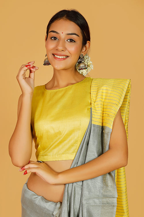 'Judwa Mayuri' Handpainted Madhubani Pure Silk Blouse