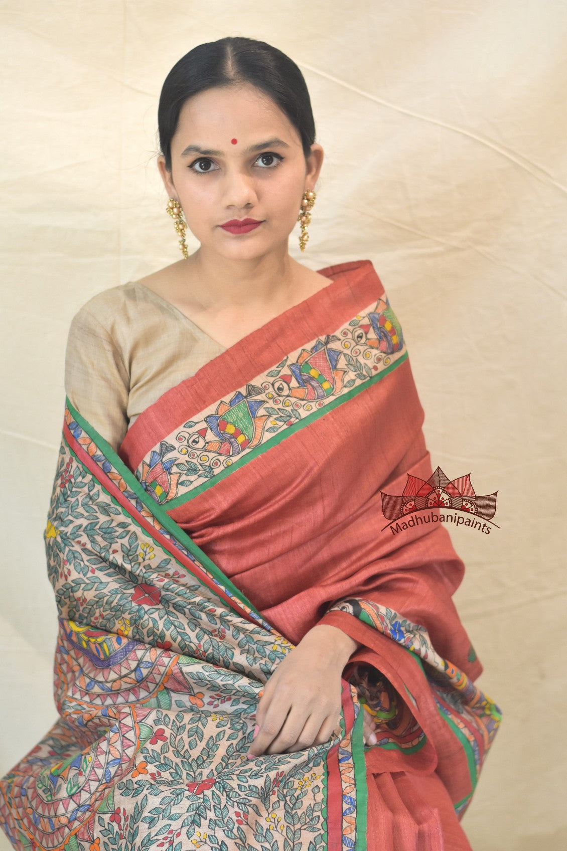 Laal Gudiya Handpainted Tussar Silk Saree