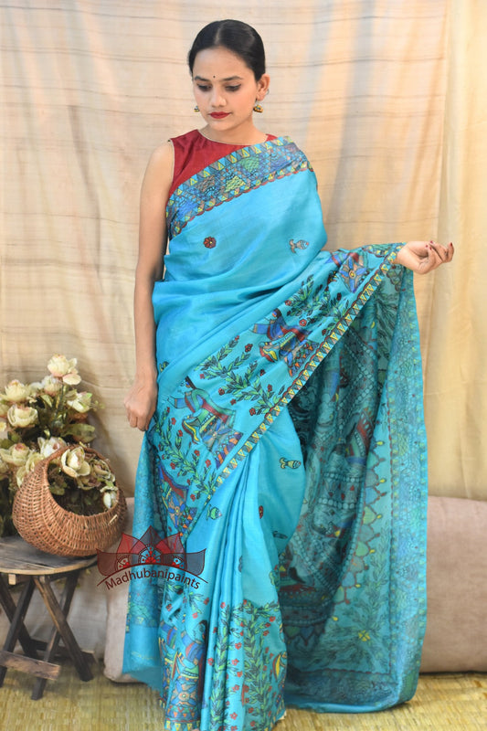 Doli Gudiya Silk Madhubani Painting Saree