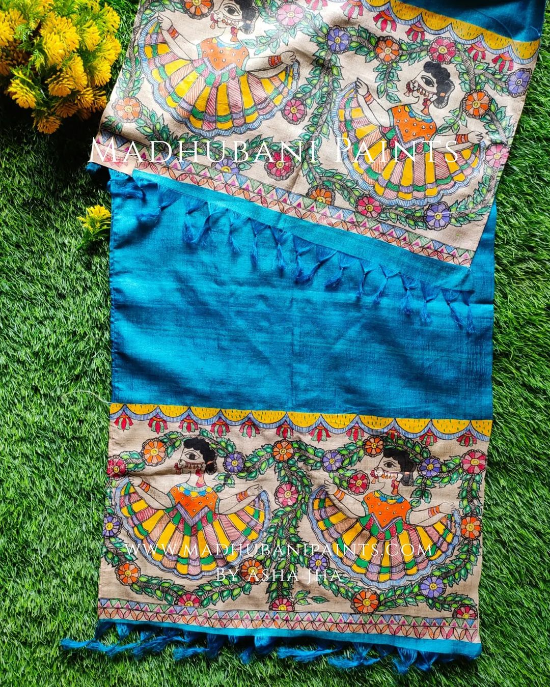 Vrindavan Gudiya Handpainted Madhubani Silk Stole