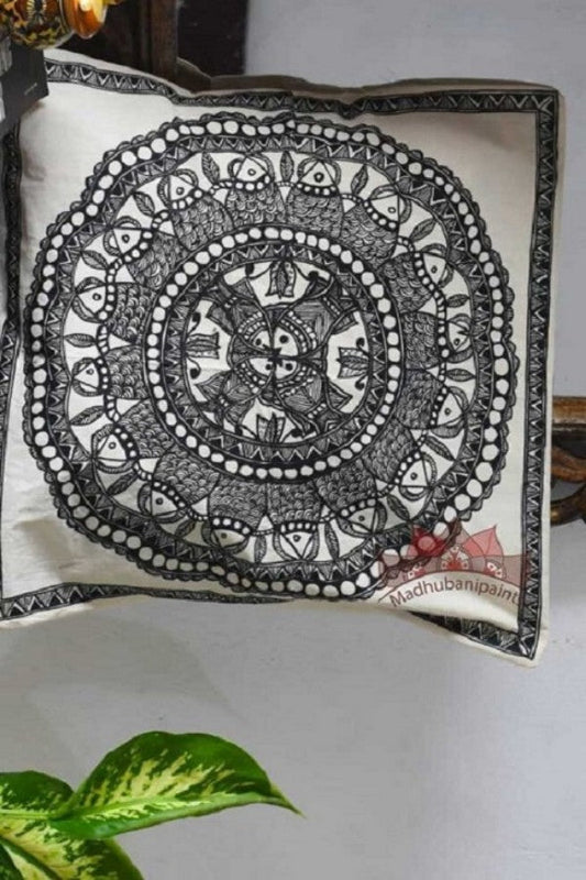 Madhubani Painting Madhubani Fish Design Cushion